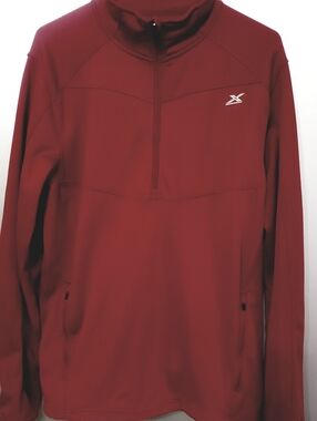 MENS GSX GANDER MOUNTAIN MAROON HALF-ZIP PERFORMANCE JACKET. SZ MED.